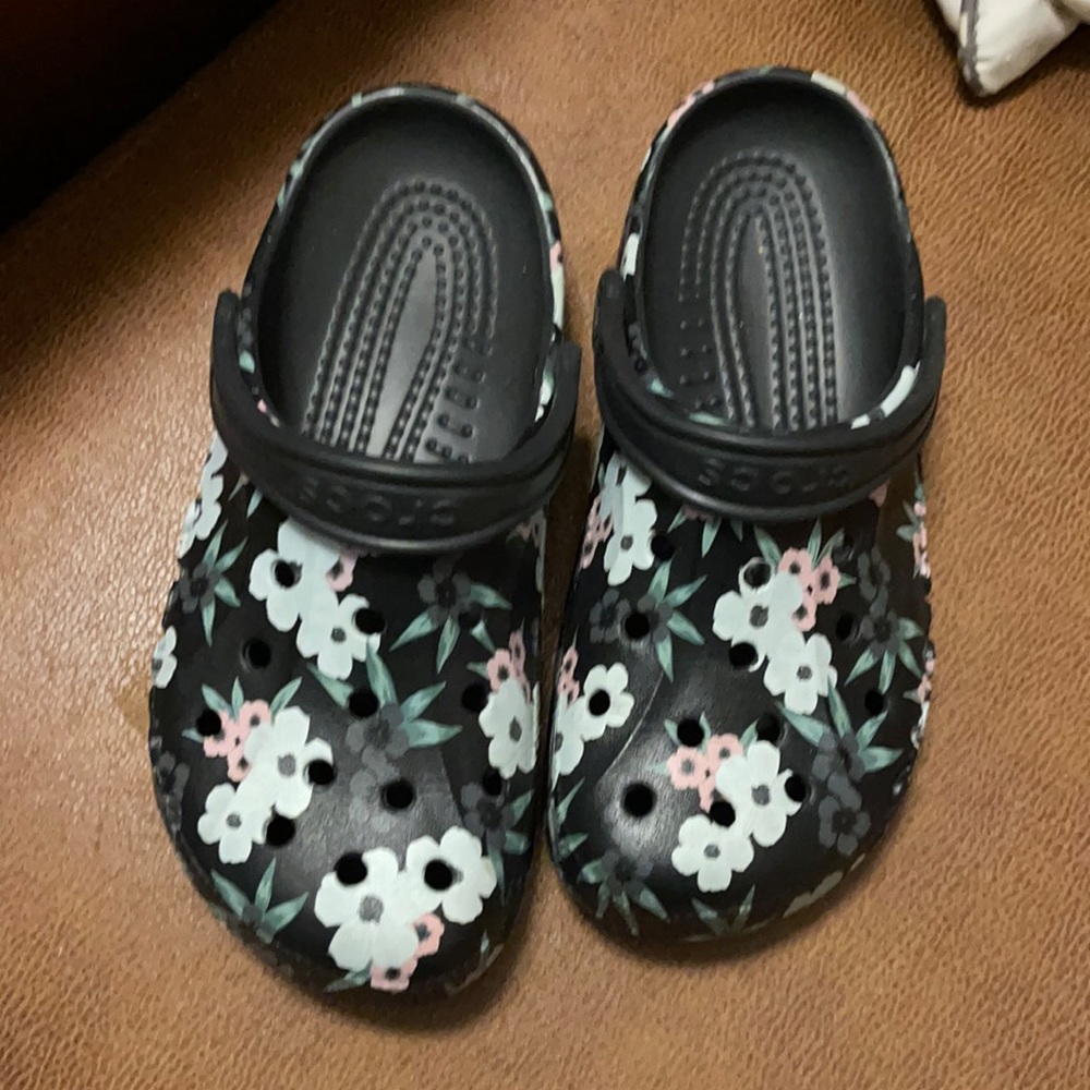 Navy Blue Floral Crocs